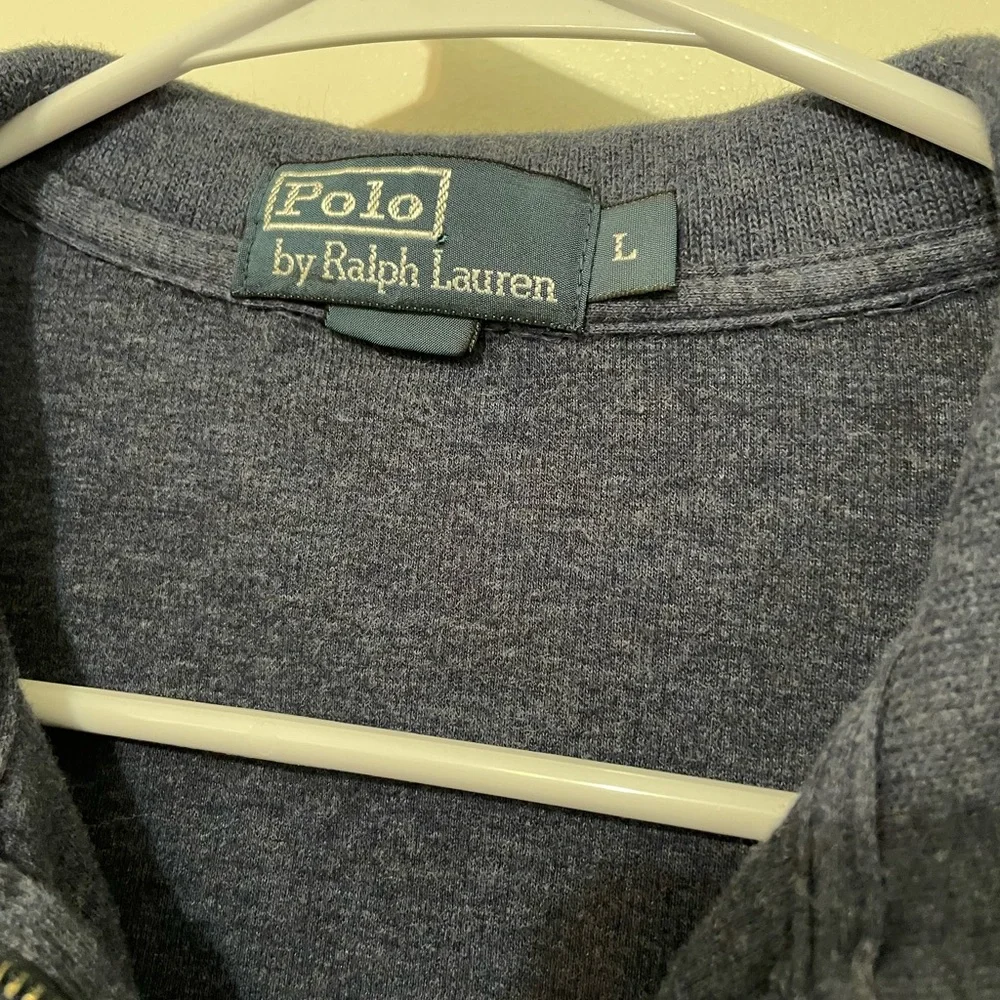 Polo Ralph Lauren Navy blue 1/4 zip long sleeve Knit pullover shirt Emb pony Lg